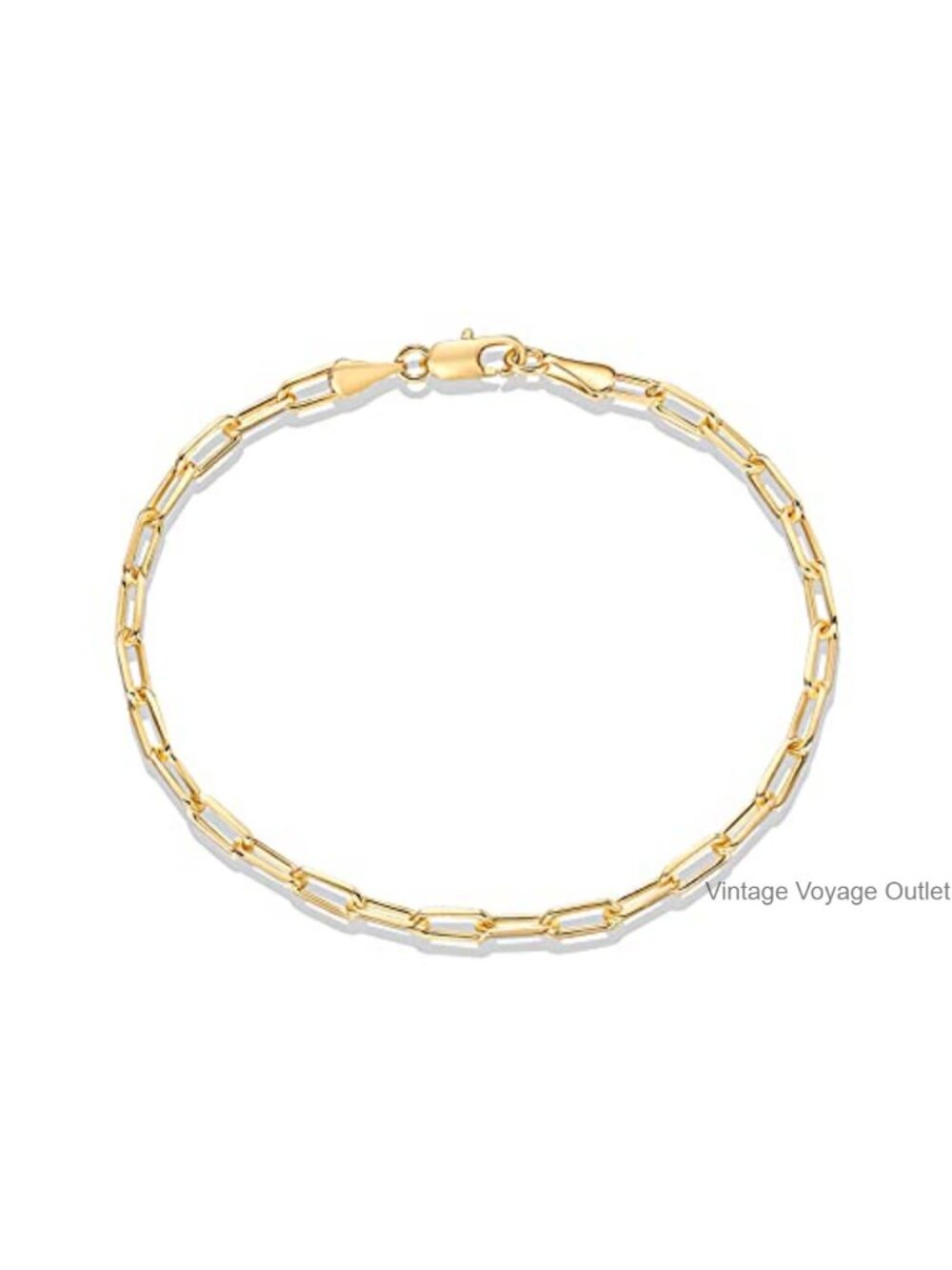 14K Gold Plated Paperclip Chain Bracelet 7.5"